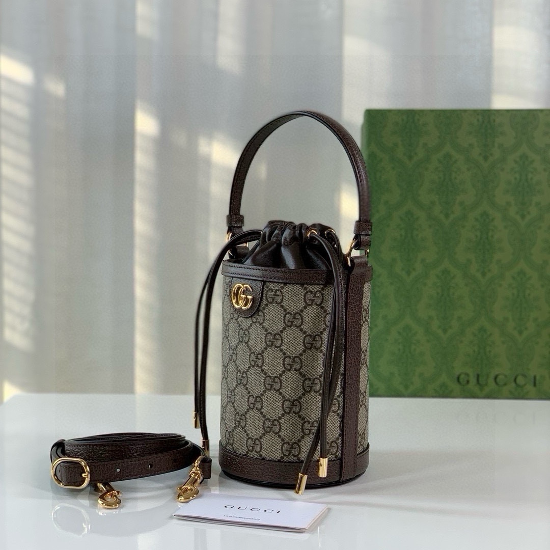 Gucci Ophidia series mini double G bucket bag 760199 Brown