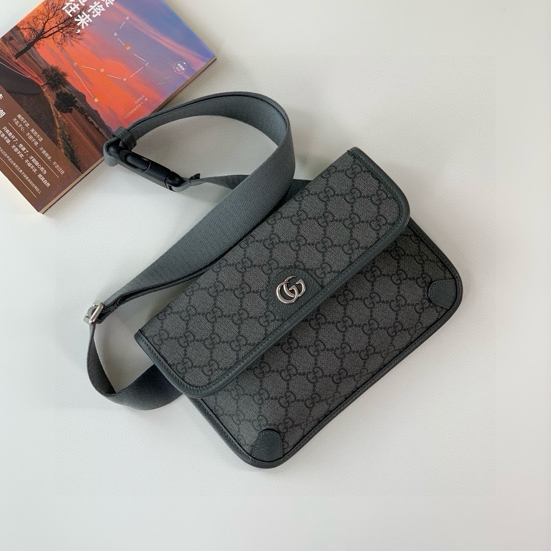 Gucci Ophidia GG Waist Bag 752597 in Grey/Black