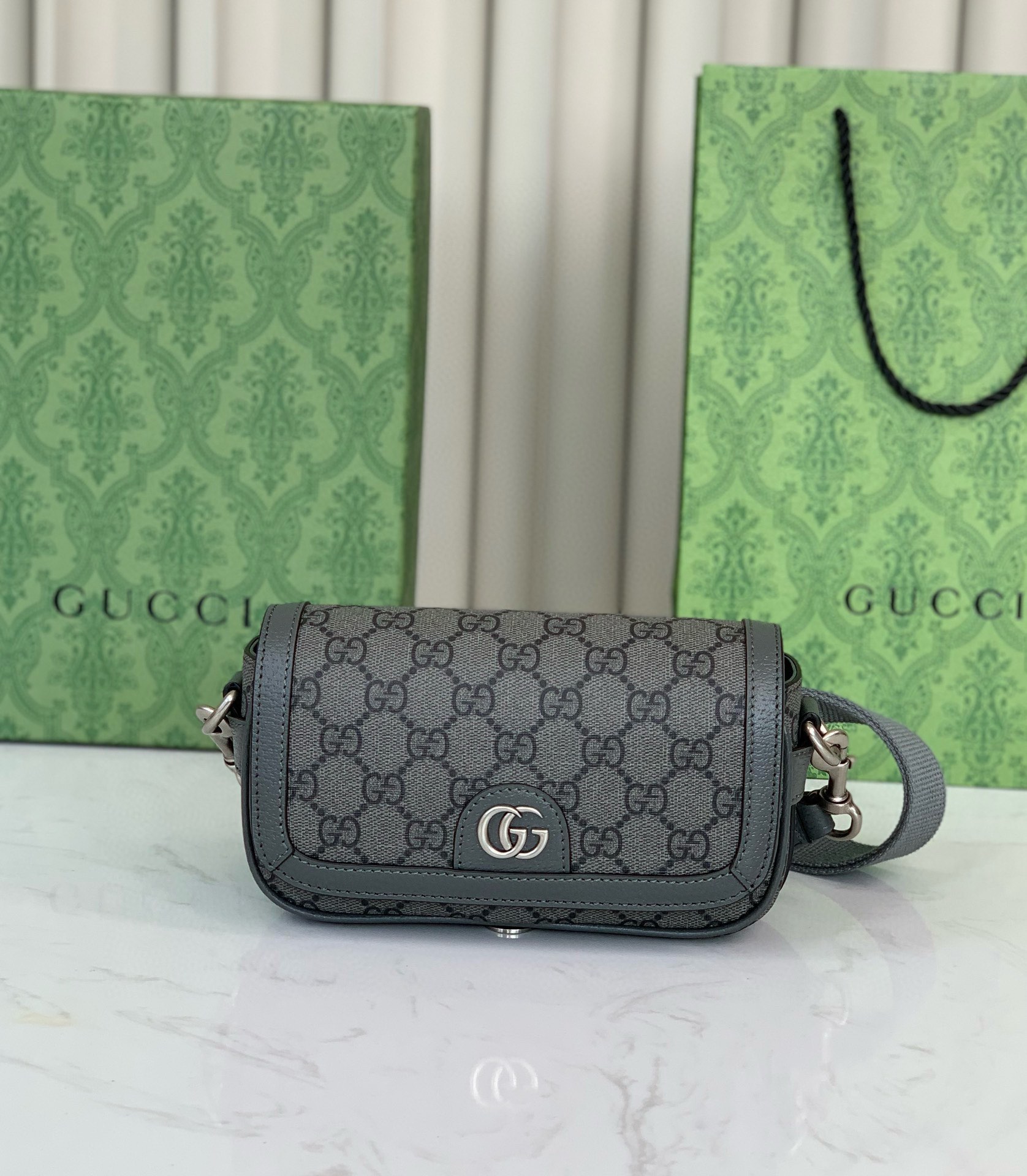 Gucci Ophidia Mini Shoulder Bag 795466 in Grey/Black