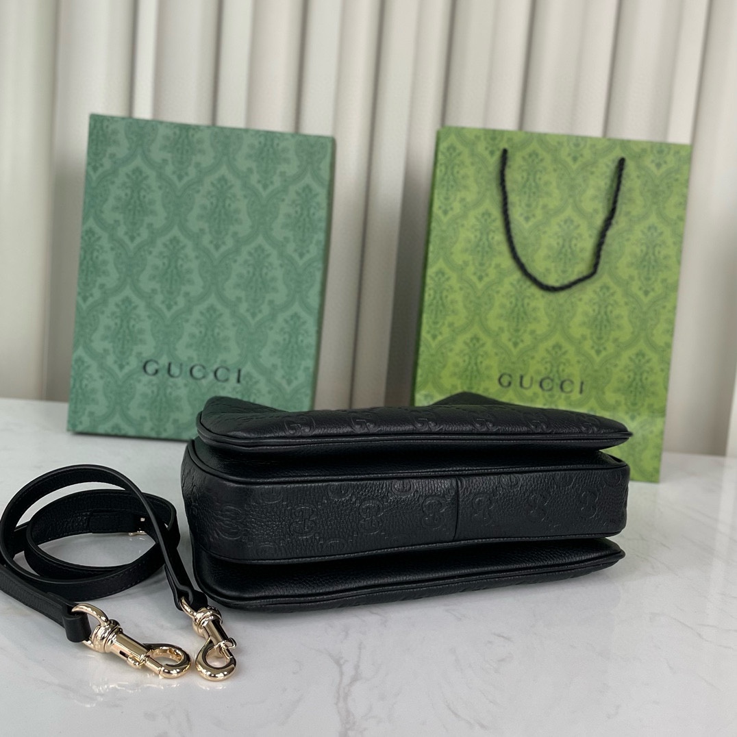 Gucci GG Emblem Mini Shoulder Bag 815263 in Black