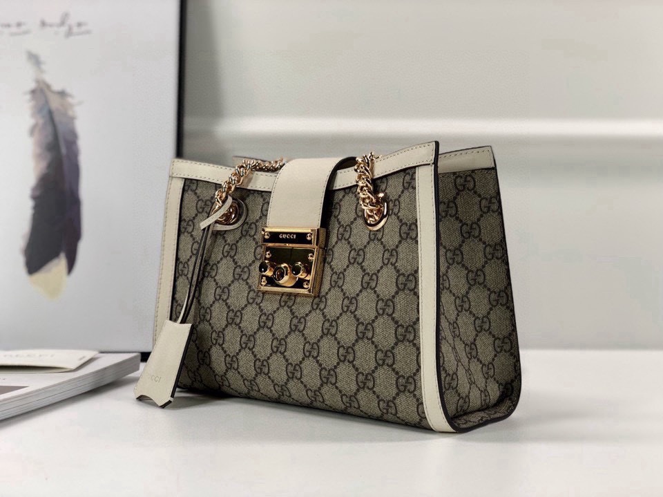 Gucci Padlock GG Medium Shoulder Bag 795113 in Beige and Dark Brown