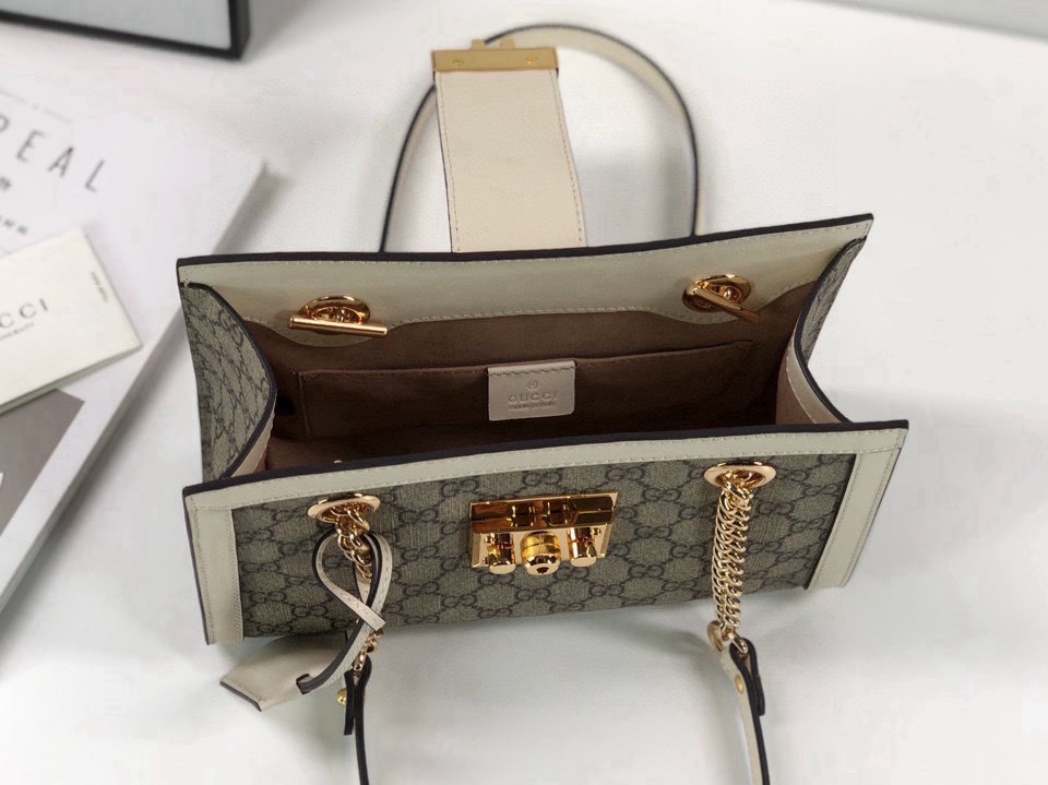 Gucci Padlock GG Medium Shoulder Bag 795113 in Beige and Dark Brown