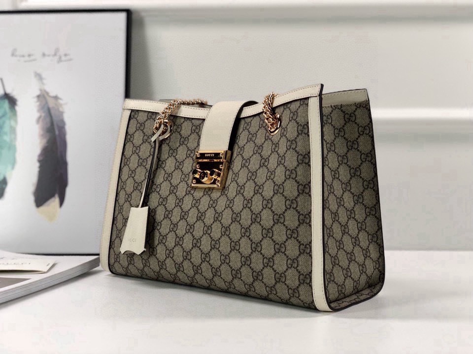 Gucci Padlock GG Medium Shoulder Bag 479197 in Beige and Dark Brown