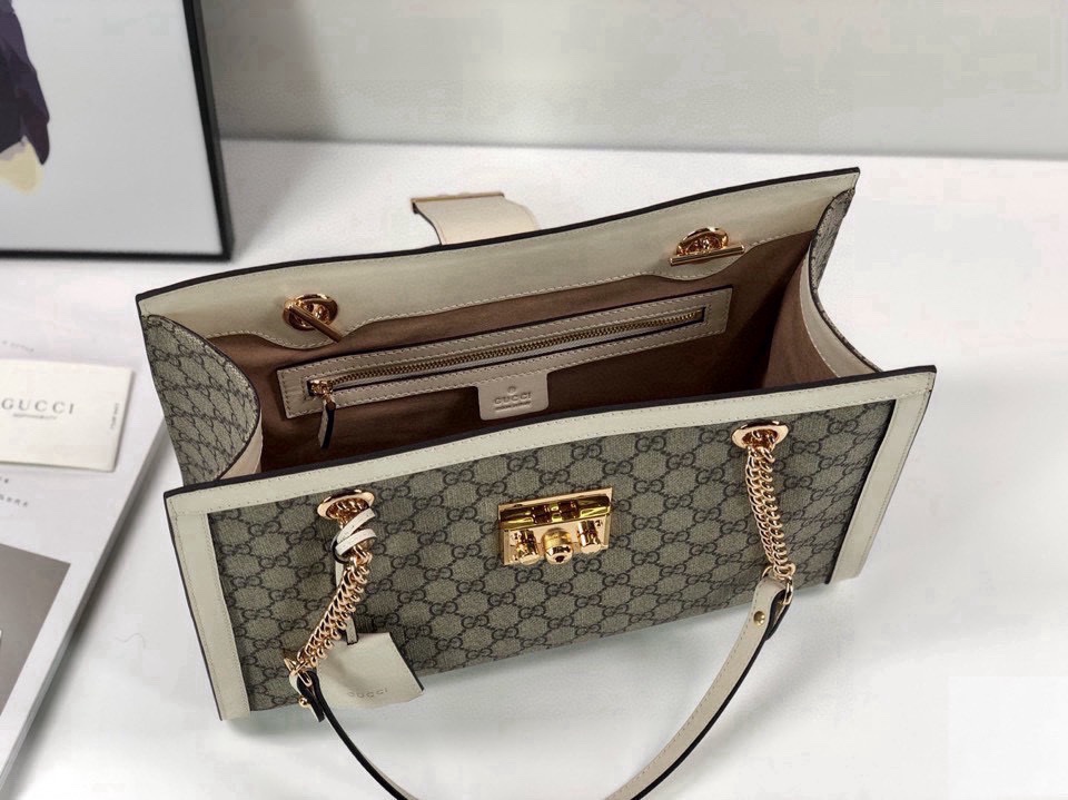 Gucci Padlock GG Medium Shoulder Bag 479197 in Beige and Dark Brown