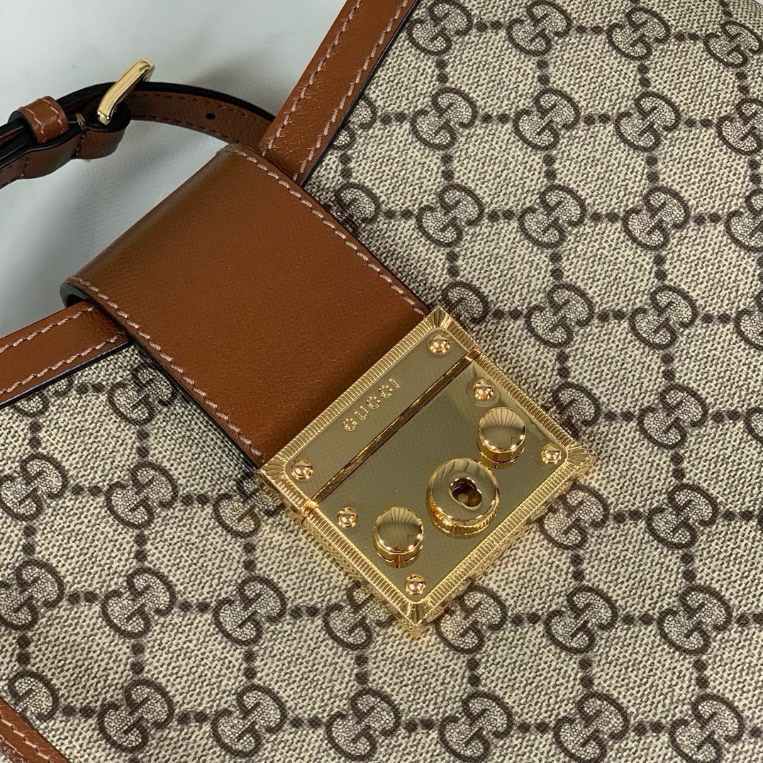 Gucci Padlock GG Medium Shoulder Bag 795113 in Beige and Dark Brown