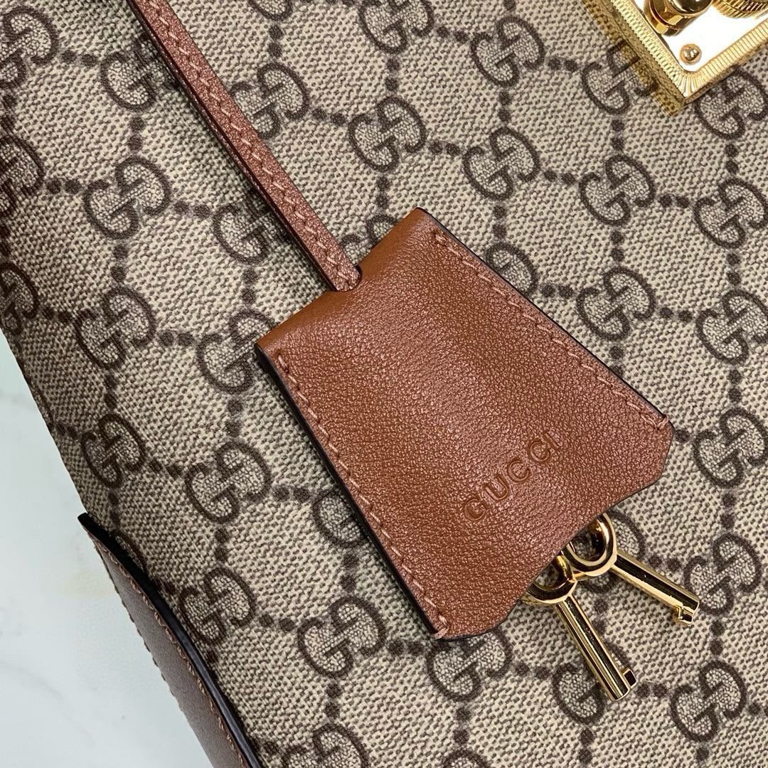 Gucci Padlock GG Medium Shoulder Bag 795113 in Beige and Dark Brown