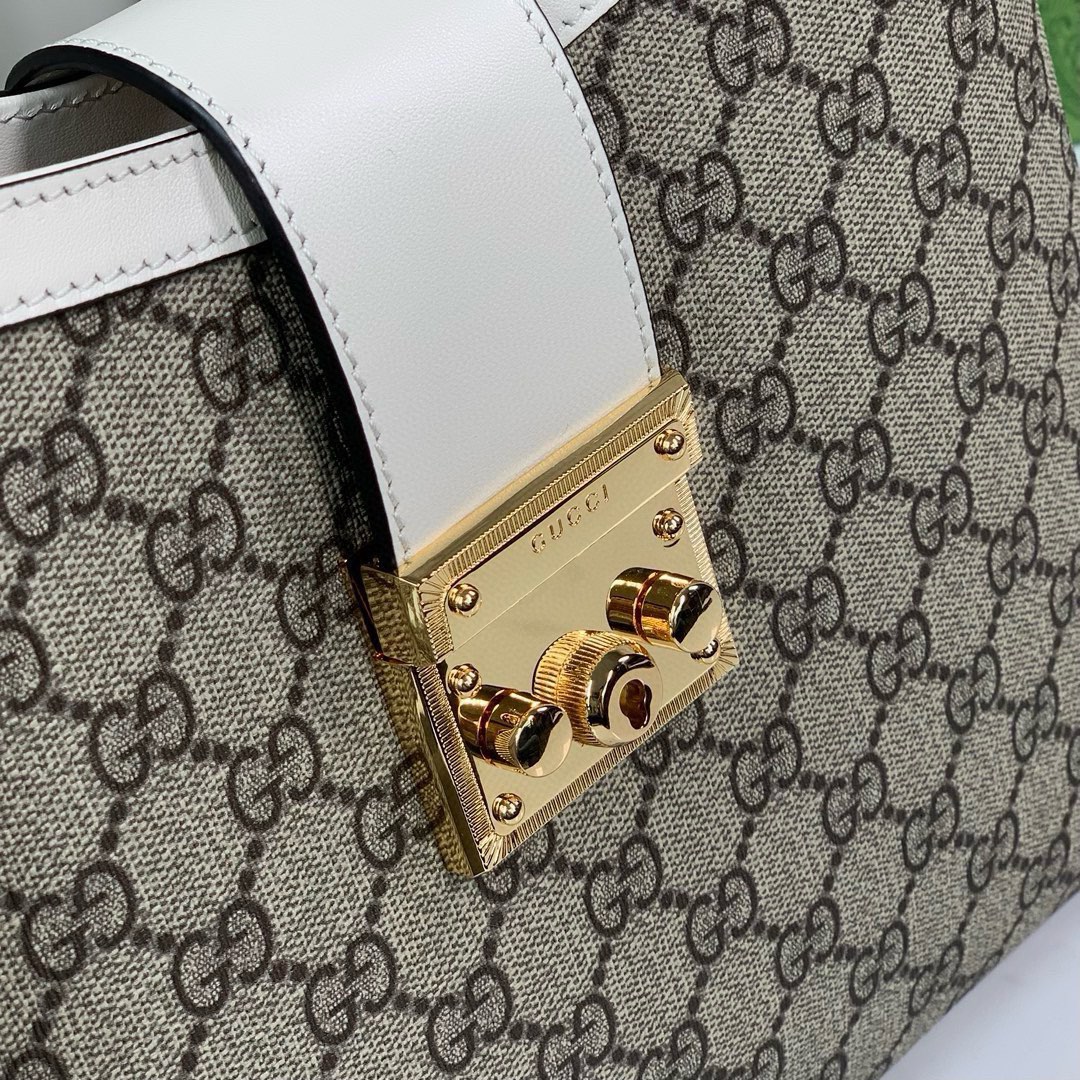 Gucci Padlock GG Medium Shoulder Bag 795113 in Beige and Dark Brown