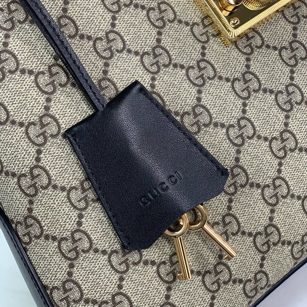 Gucci Padlock GG Medium Shoulder Bag 795113 in Beige and Dark Brown