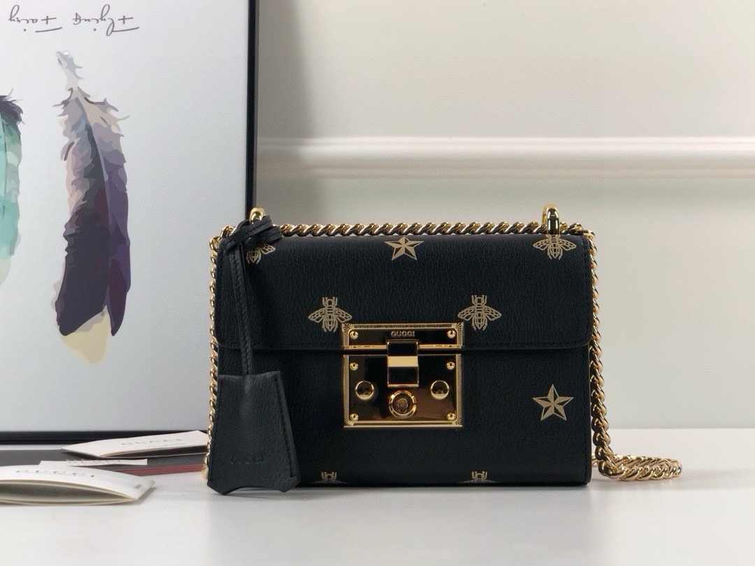 Gucci 432182 Bee Print Mini Bag in Gold