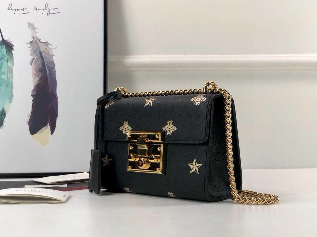 Gucci 432182 Bee Print Mini Bag in Gold