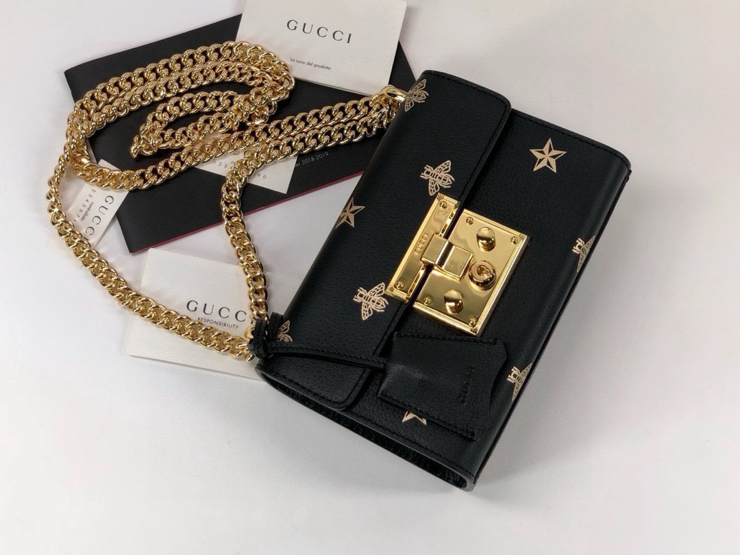 Gucci 432182 Bee Print Mini Bag in Gold