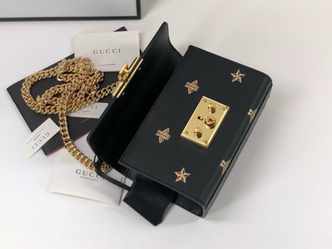 Gucci 432182 Bee Print Mini Bag in Gold