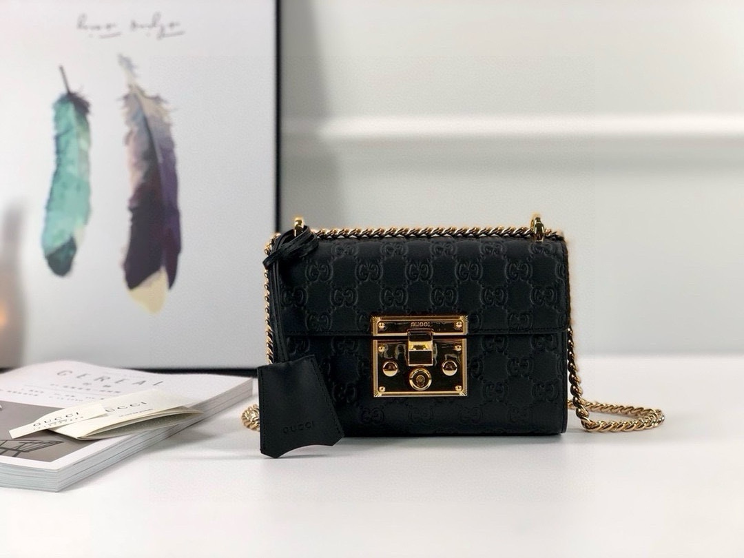 Gucci Padlock GG Small Shoulder Bag 409487 in Black