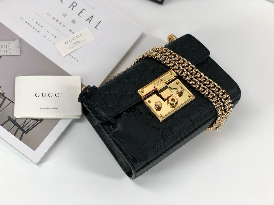 Gucci Padlock GG Small Shoulder Bag 409487 in Black