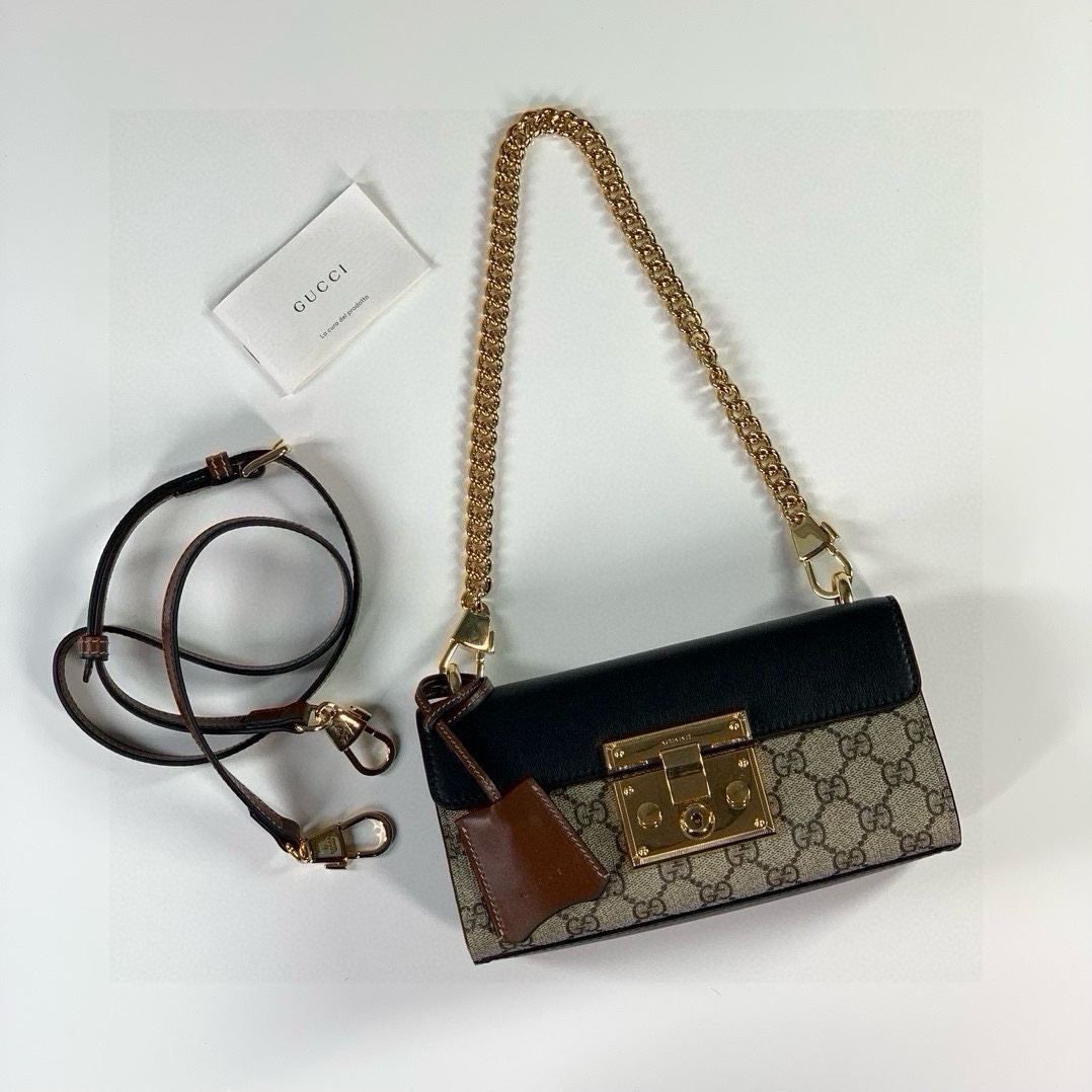 Gucci Padlock GG Shoulder Bag 735103 in Beige and Ebony