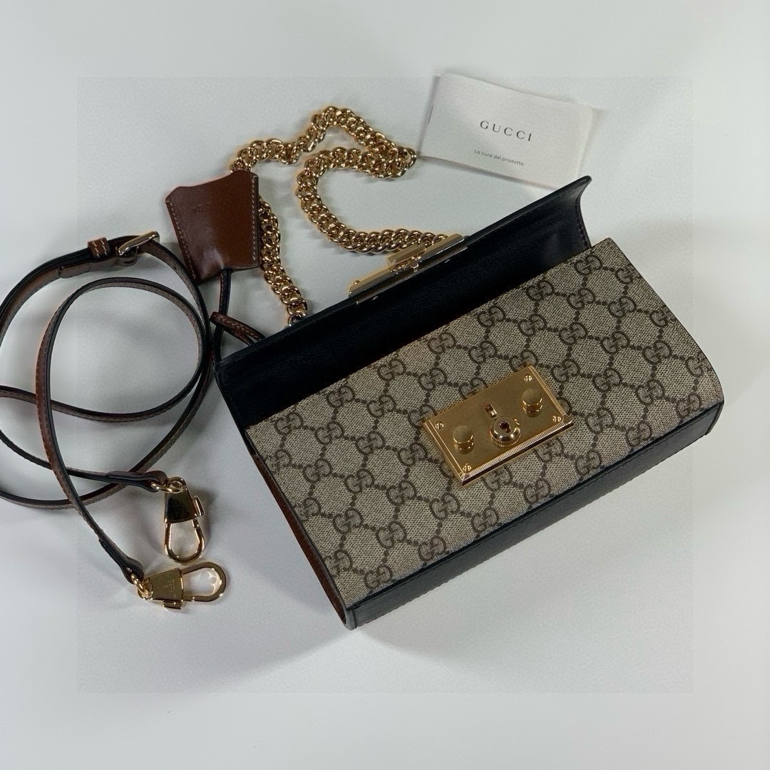 Gucci Padlock GG Shoulder Bag 735103 in Beige and Ebony