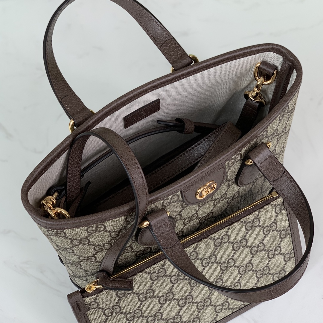 Gucci Ophidia Mini Tote Bag 811716 in Beige and Dark Brown