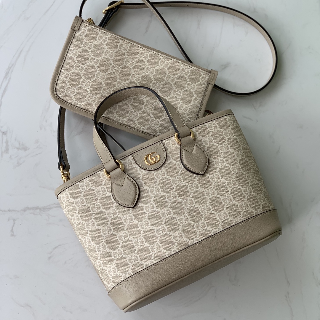 Gucci Ophidia Mini Tote Bag 811716 in Beige and White