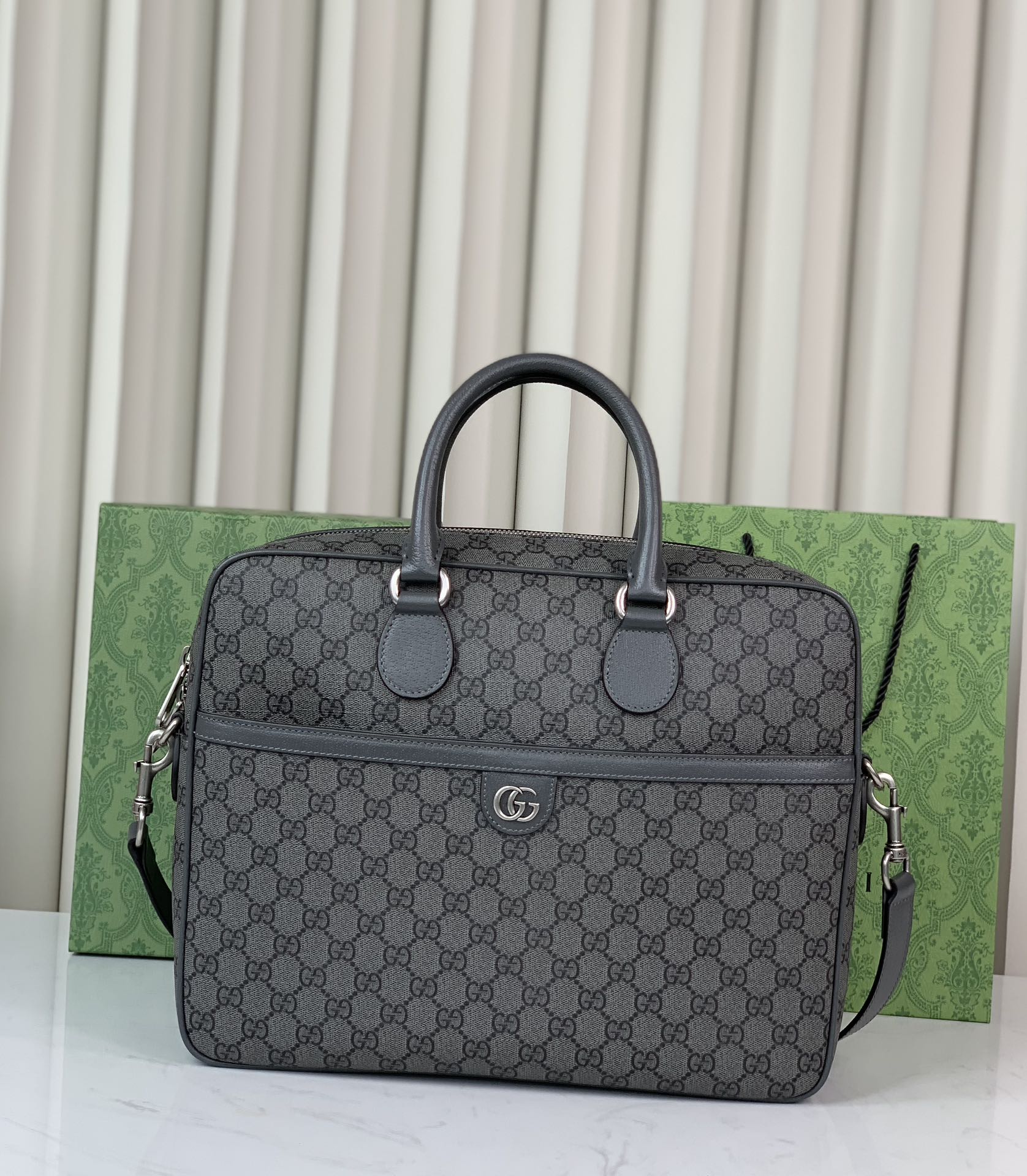 Gucci Ophidia GG Briefcase 792116 in Grey and Black