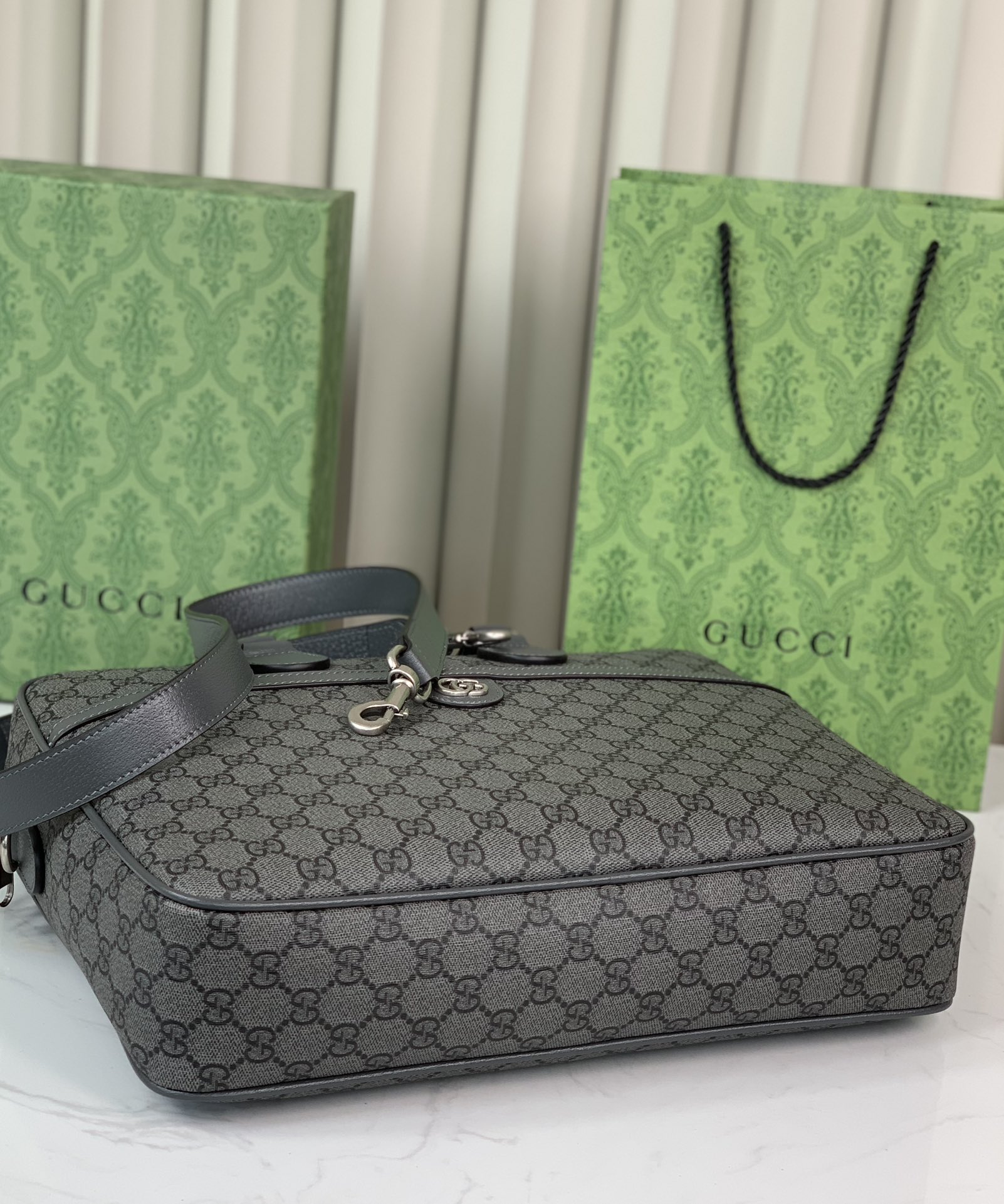 Gucci Ophidia GG Briefcase 792116 in Grey and Black