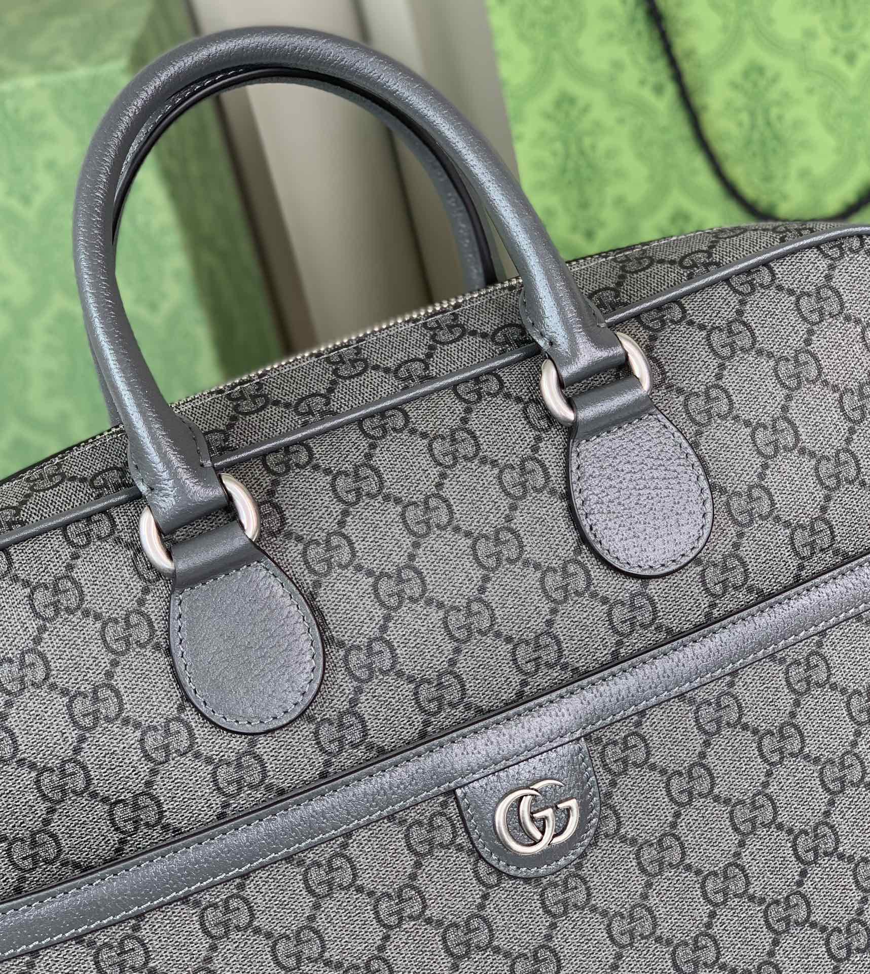 Gucci Ophidia GG Briefcase 792116 in Grey and Black