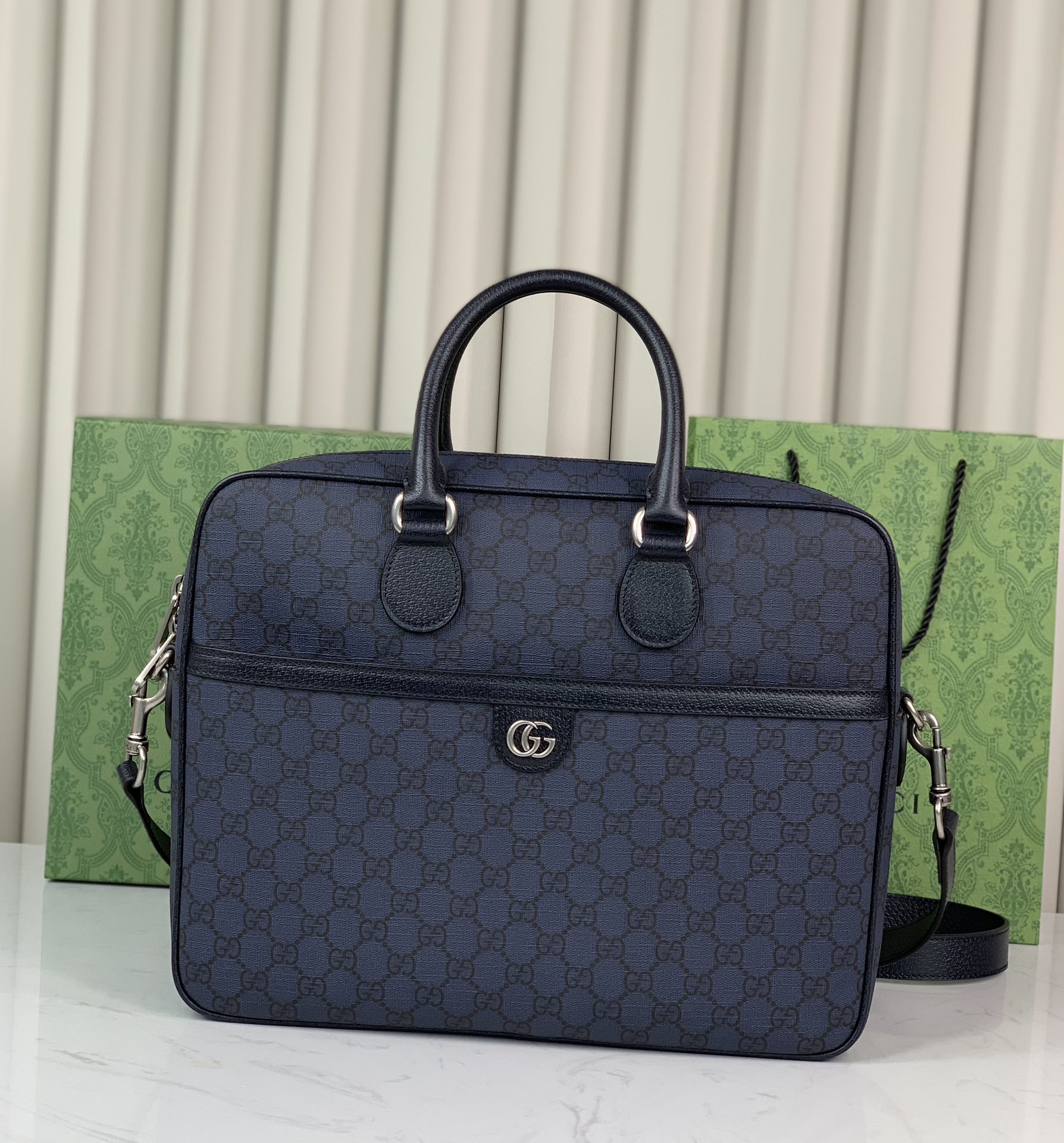 Gucci Ophidia GG Briefcase 792116 in Blue and Dark Blue