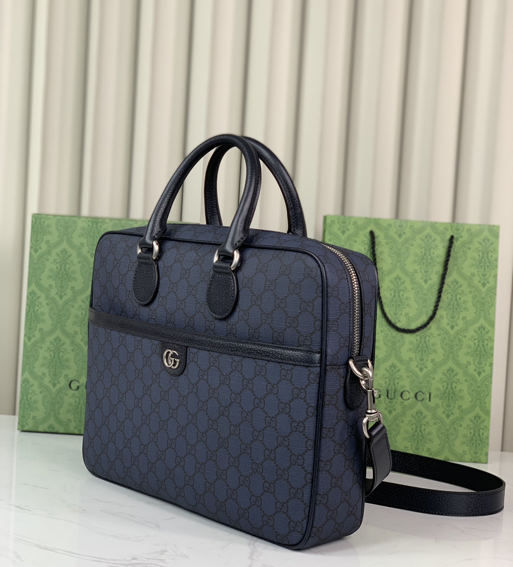 Gucci Ophidia GG Briefcase 792116 in Blue and Dark Blue