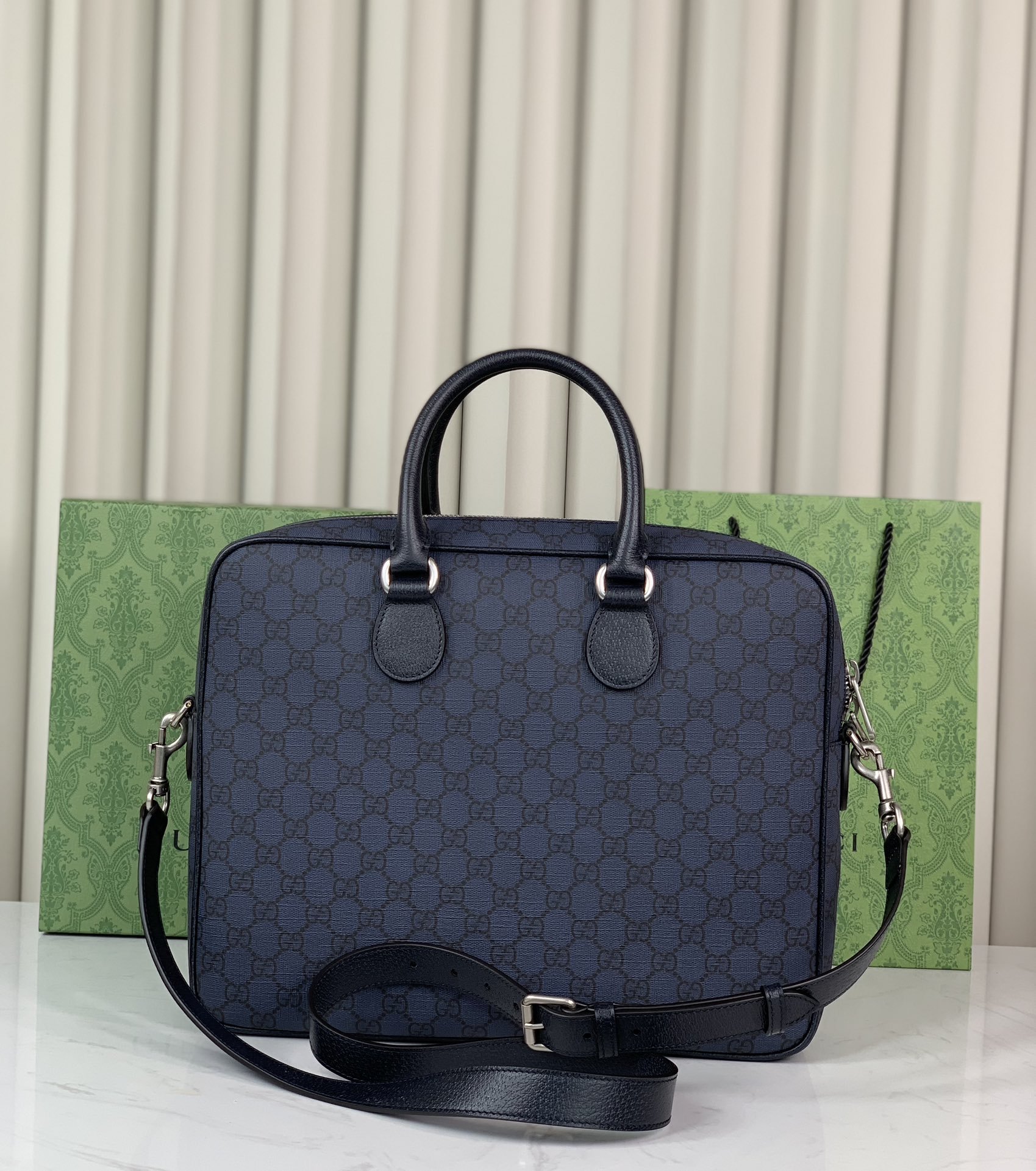 Gucci Ophidia GG Briefcase 792116 in Blue and Dark Blue