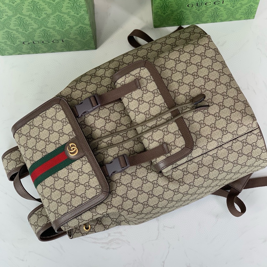 Gucci Ophidia Large GG Backpack 792104 in Beige and Dark Brown