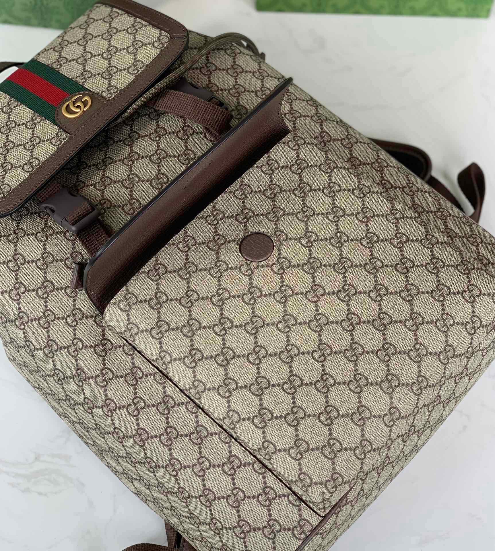 Gucci Ophidia Large GG Backpack 792104 in Beige and Dark Brown