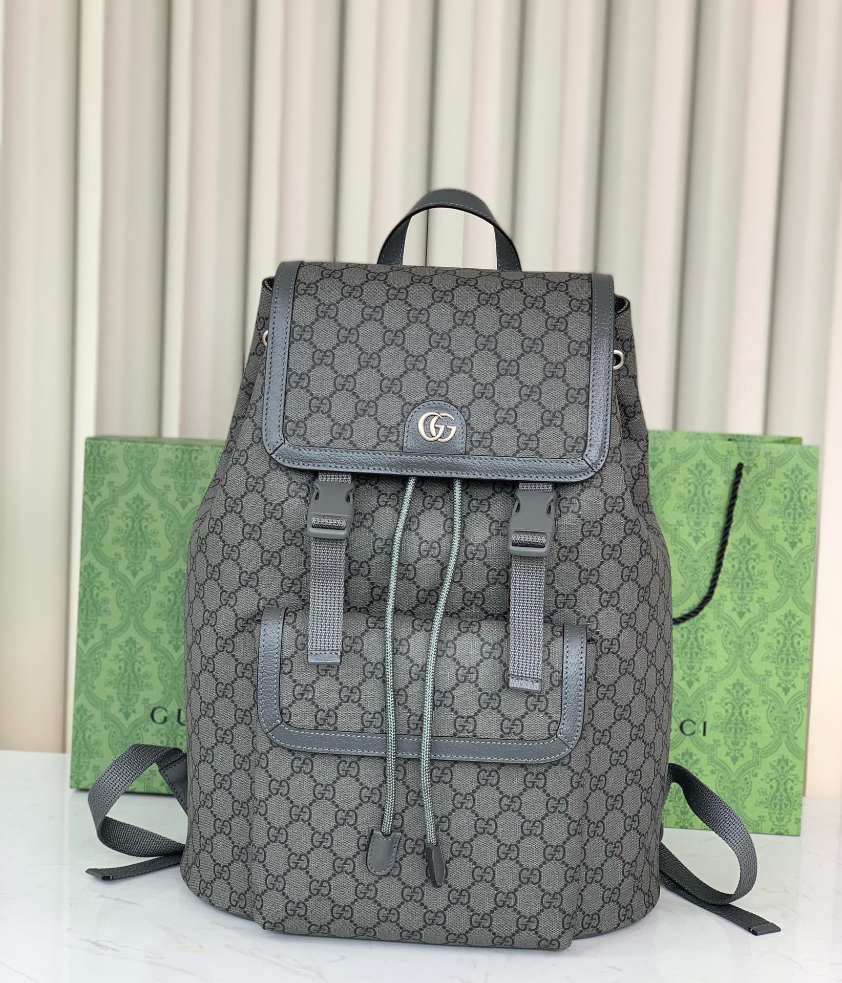 Gucci Ophidia Large GG Backpack 792104 in Grey and Black