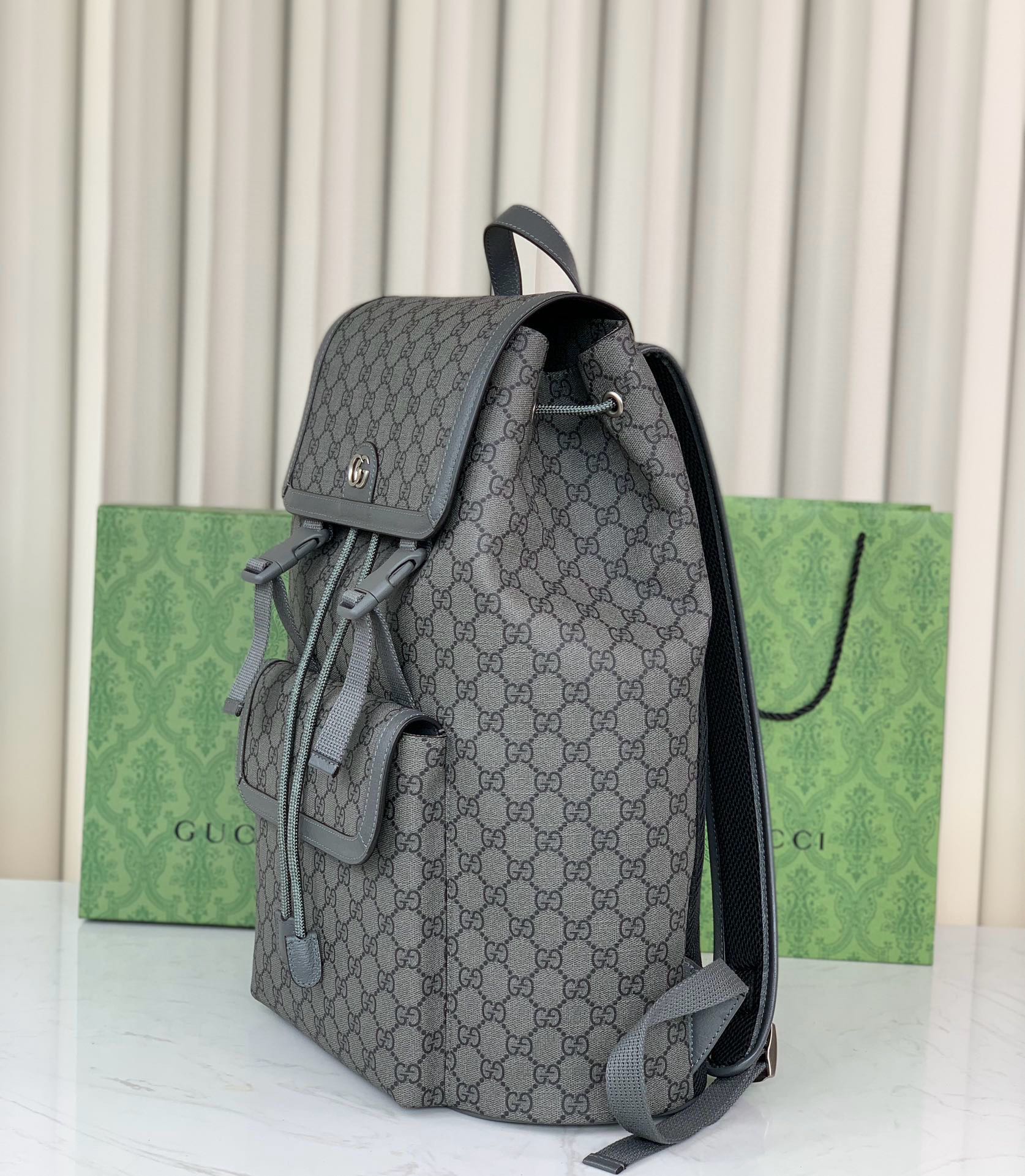 Gucci Ophidia Large GG Backpack 792104 in Grey and Black