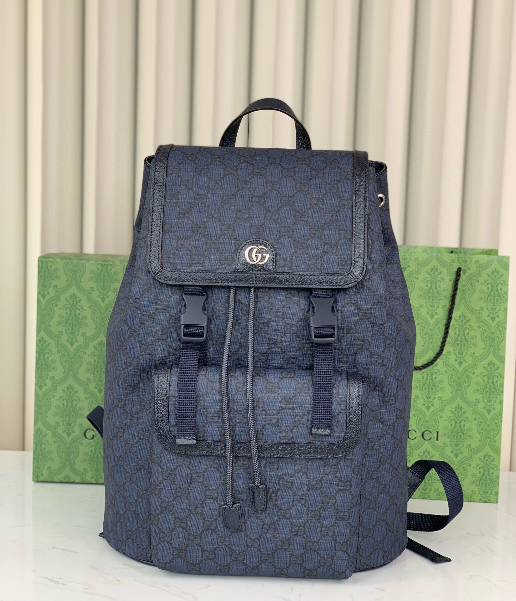 Gucci Ophidia Large GG Backpack 792104 in Blue and Dark Blue