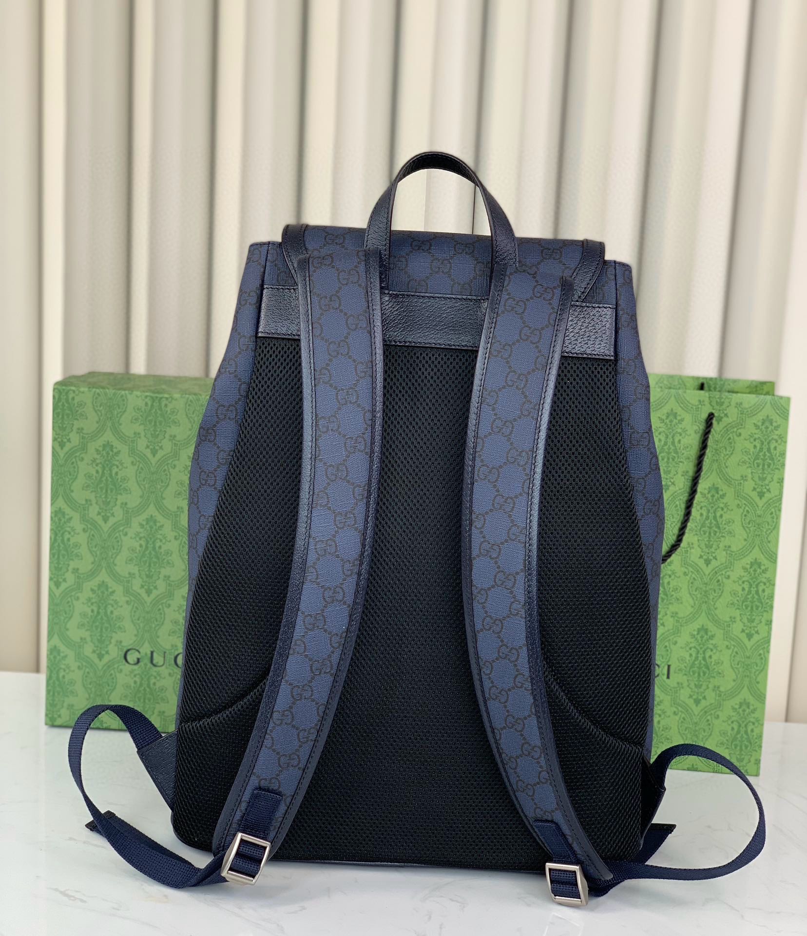 Gucci Ophidia Large GG Backpack 792104 in Blue and Dark Blue