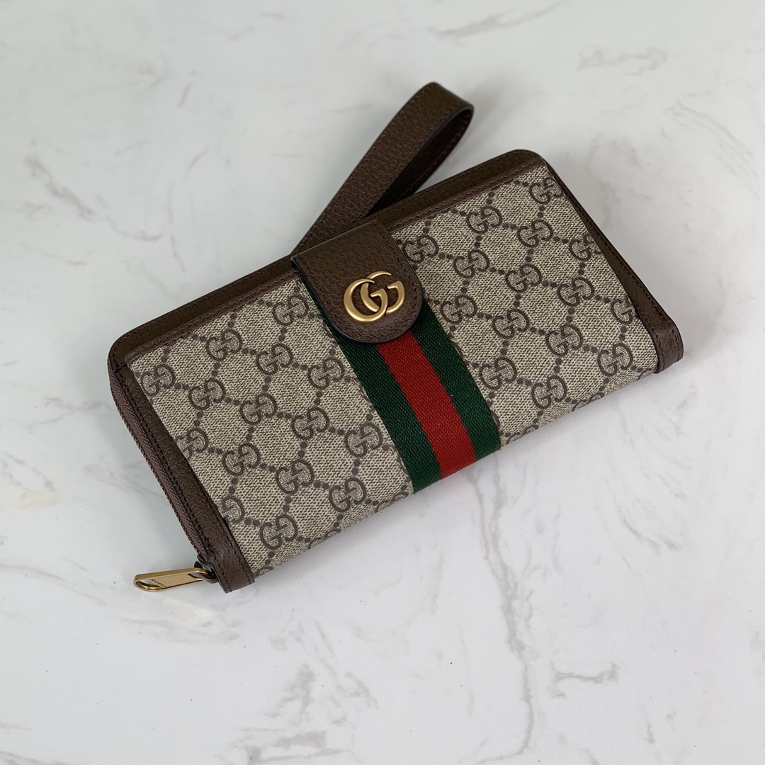 Gucci Ophidia Wallet 760248 in Beige and Dark Brown