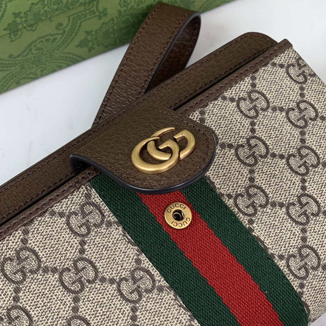 Gucci Ophidia Wallet 760248 in Beige and Dark Brown