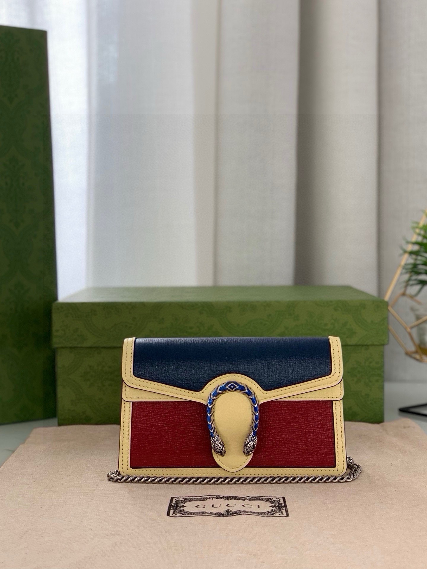 Gucci Dionysus Mini Chain Bag in Blue and Red Leather 476432