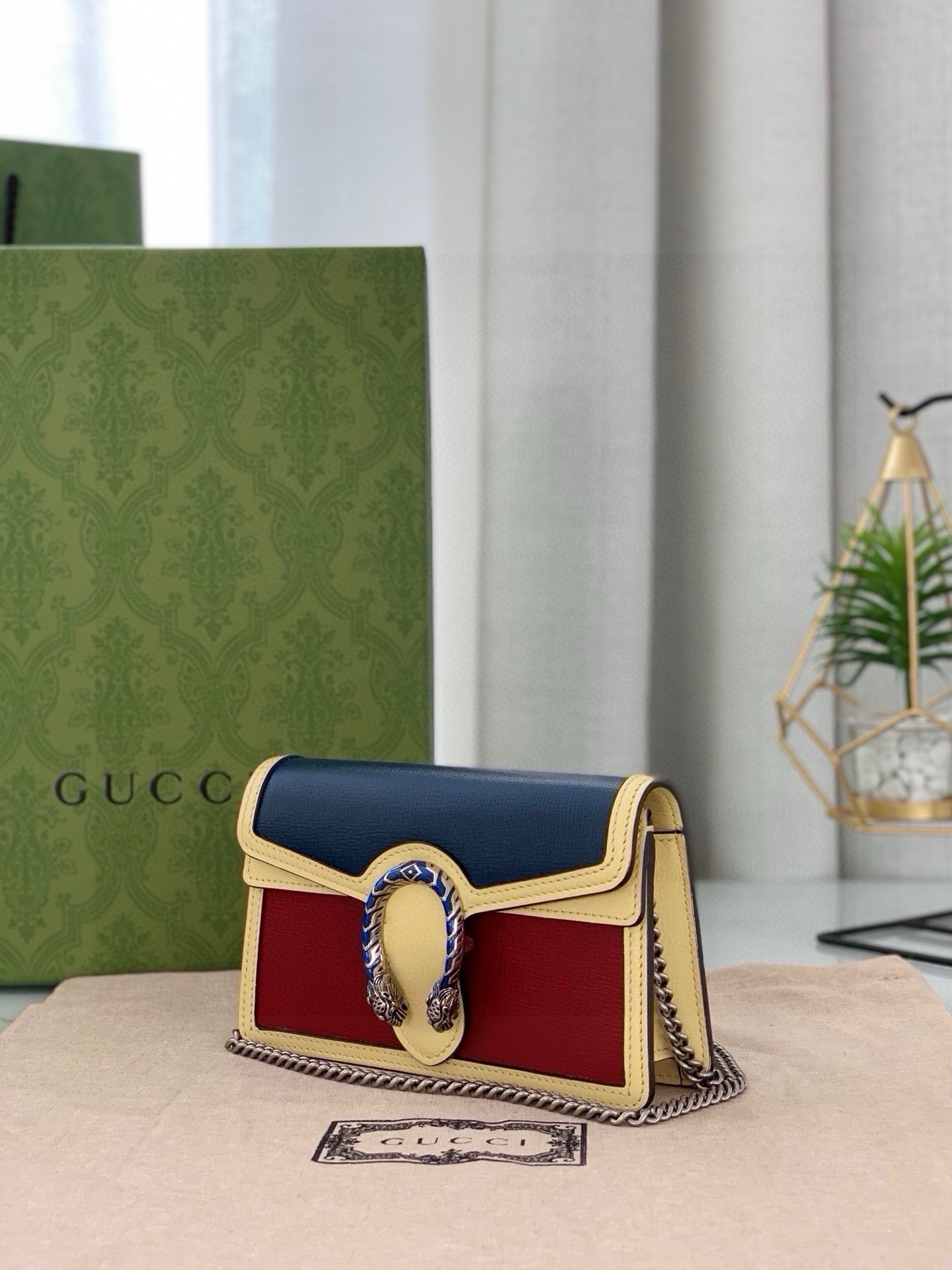 Gucci Dionysus Mini Chain Bag in Blue and Red Leather 476432