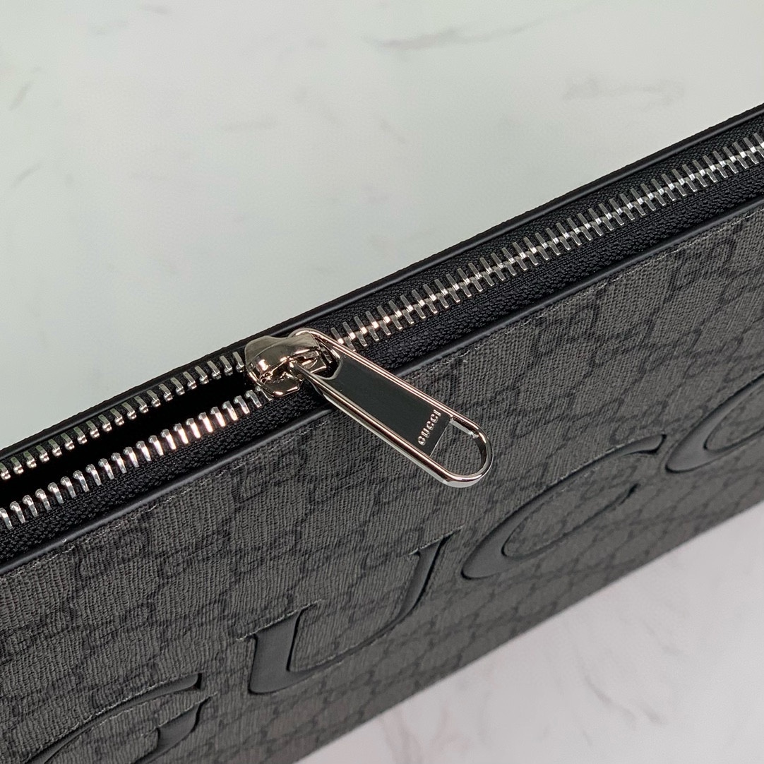 Gucci GG Monogram Clutch in Gray and Black 768374