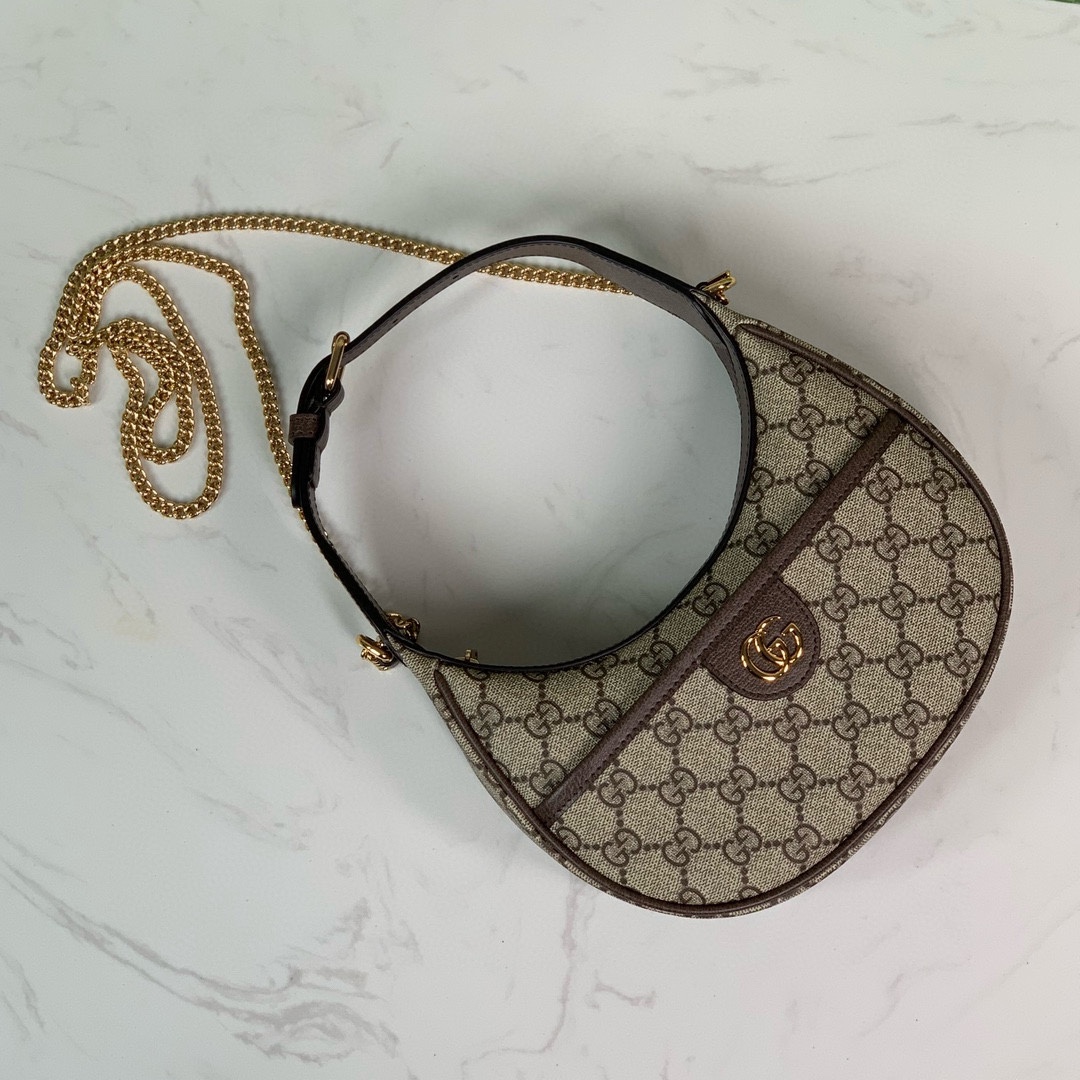 Gucci Ophidia Mini GG Shoulder Bag in Beige and Dark Brown 772308