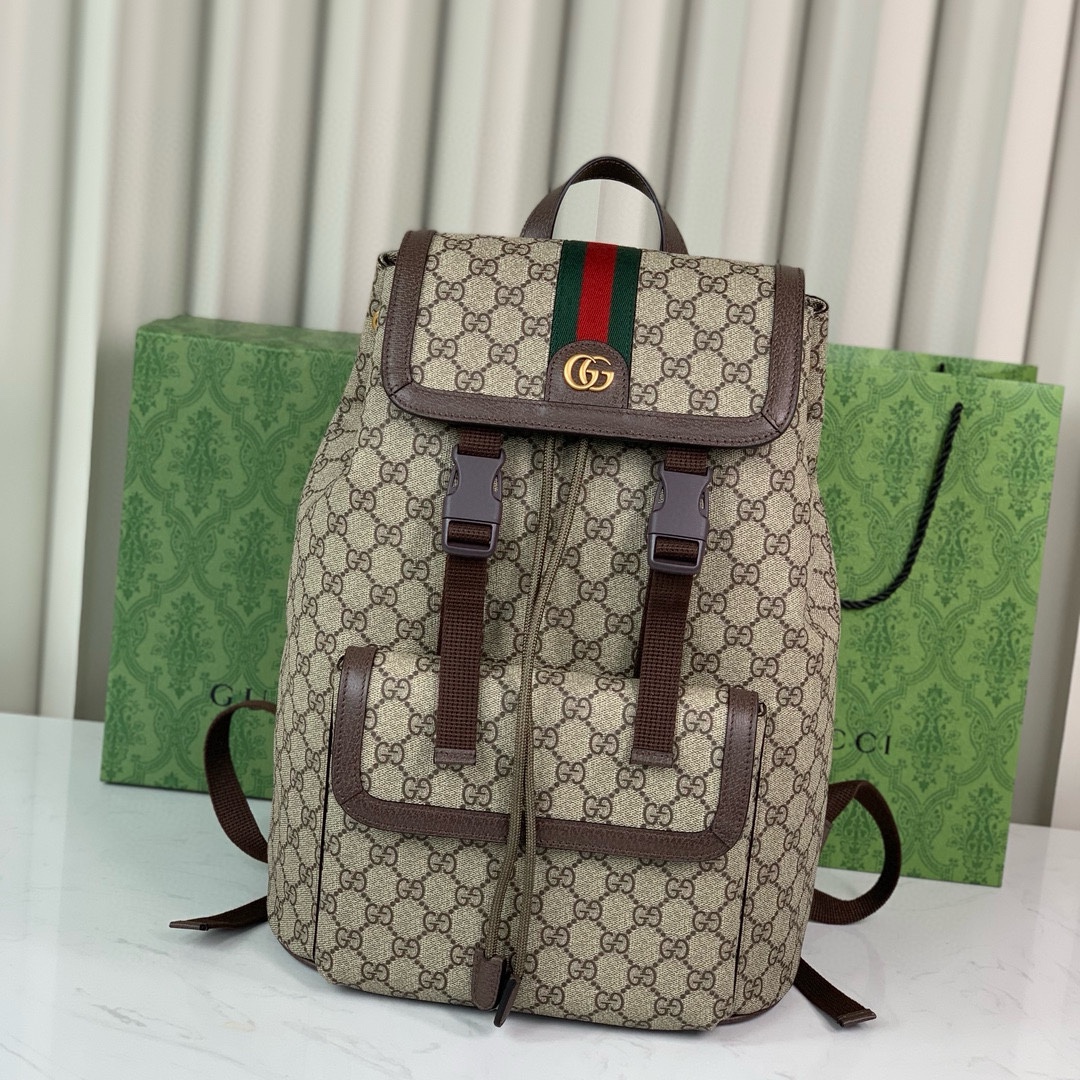 Gucci Ophidia GG Backpack in Beige and Dark Brown 792114