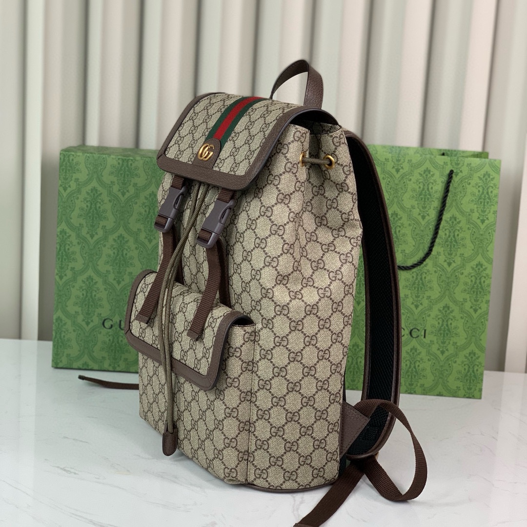 Gucci Ophidia GG Backpack in Beige and Dark Brown 792114