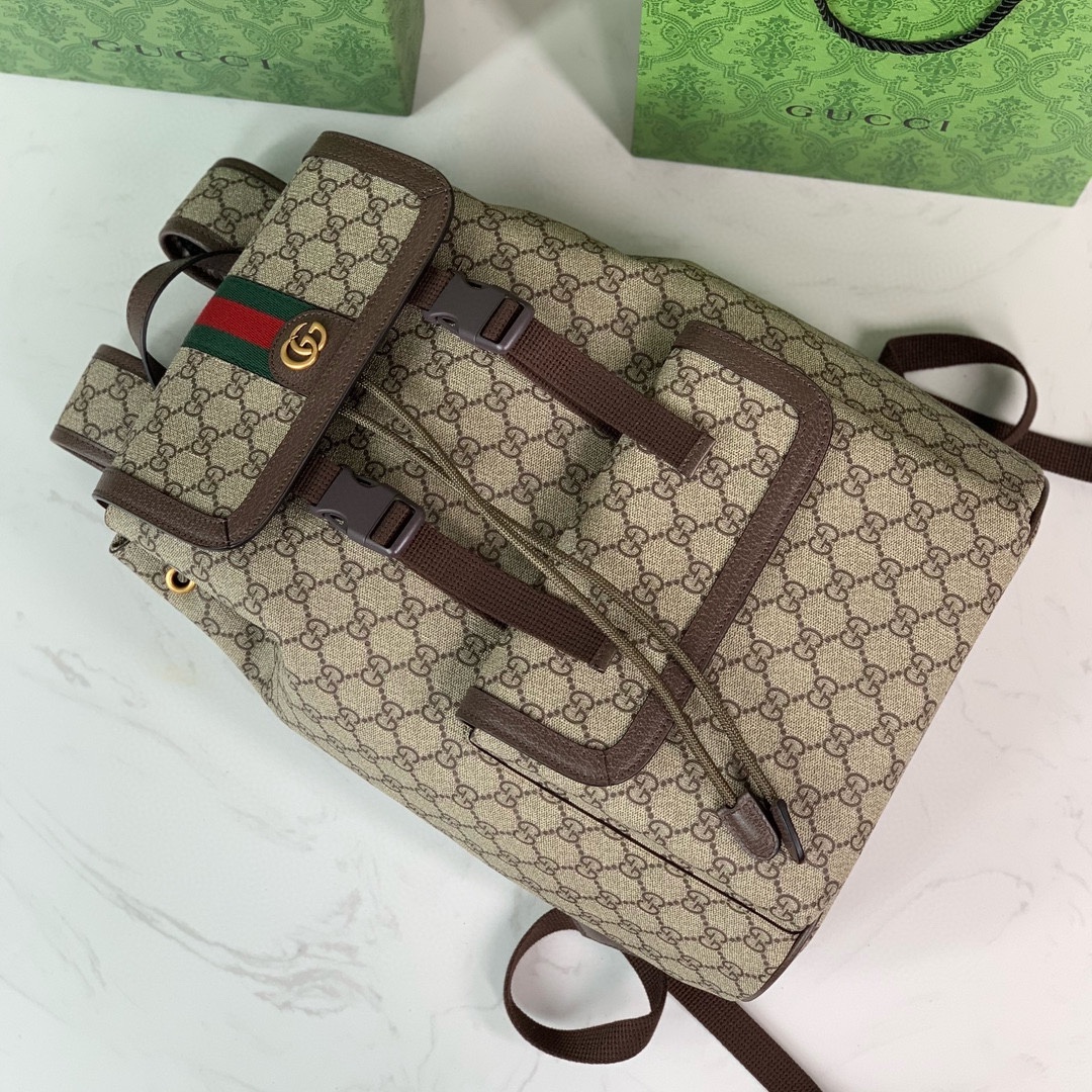 Gucci Ophidia GG Backpack in Beige and Dark Brown 792114