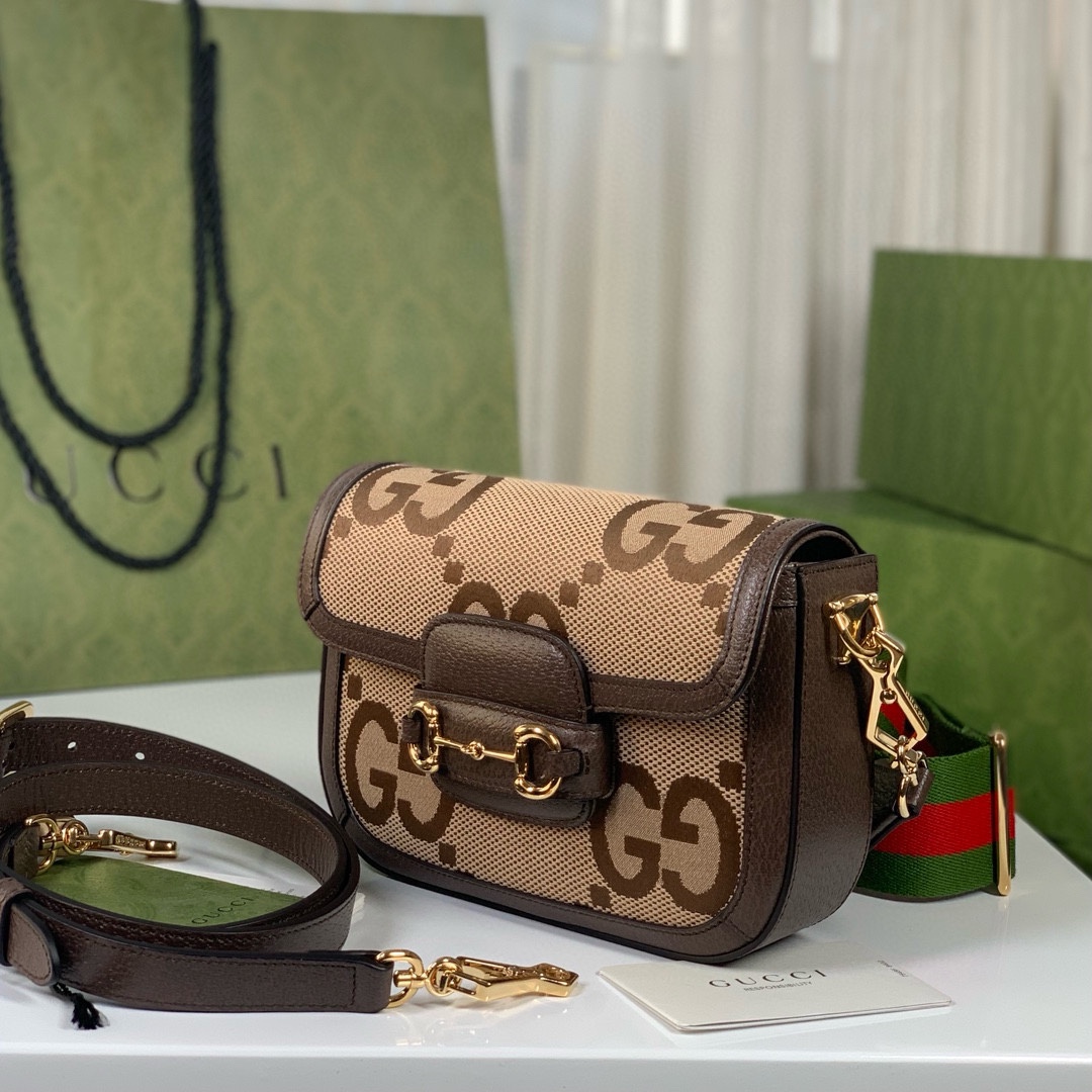 Gucci Horsebit 1955 Super Double G Mini Bag in Camel and Ebony 658574