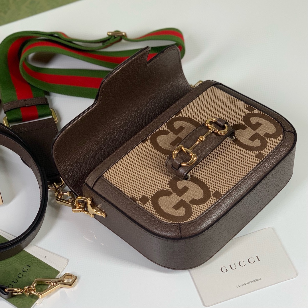 Gucci Horsebit 1955 Super Double G Mini Bag in Camel and Ebony 658574