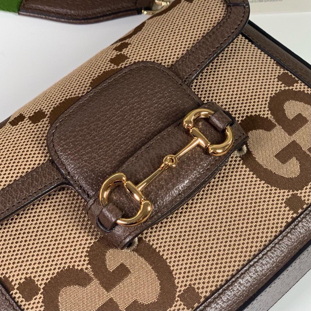 Gucci Horsebit 1955 Super Double G Mini Bag in Camel and Ebony 658574