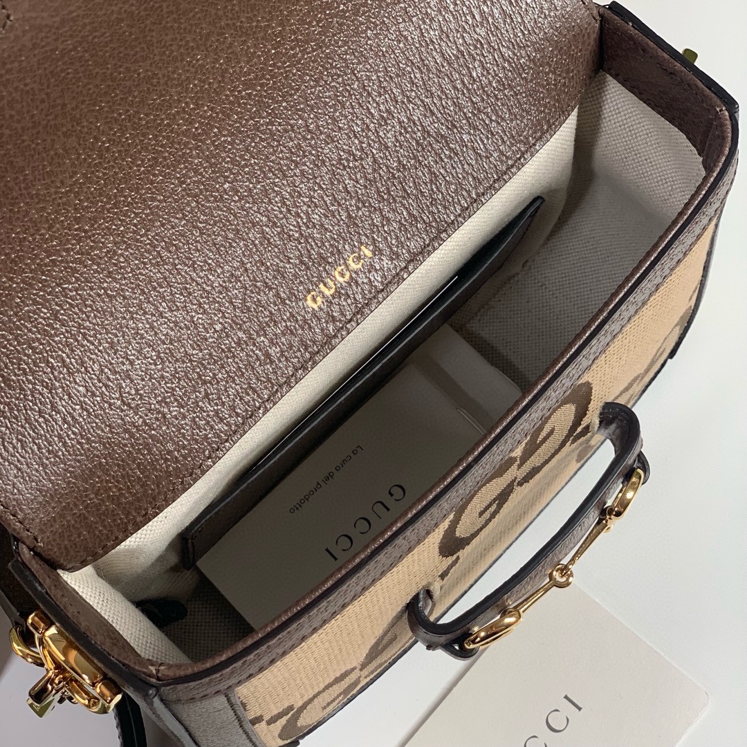 Gucci Horsebit 1955 Super Double G Mini Bag in Camel and Ebony 658574