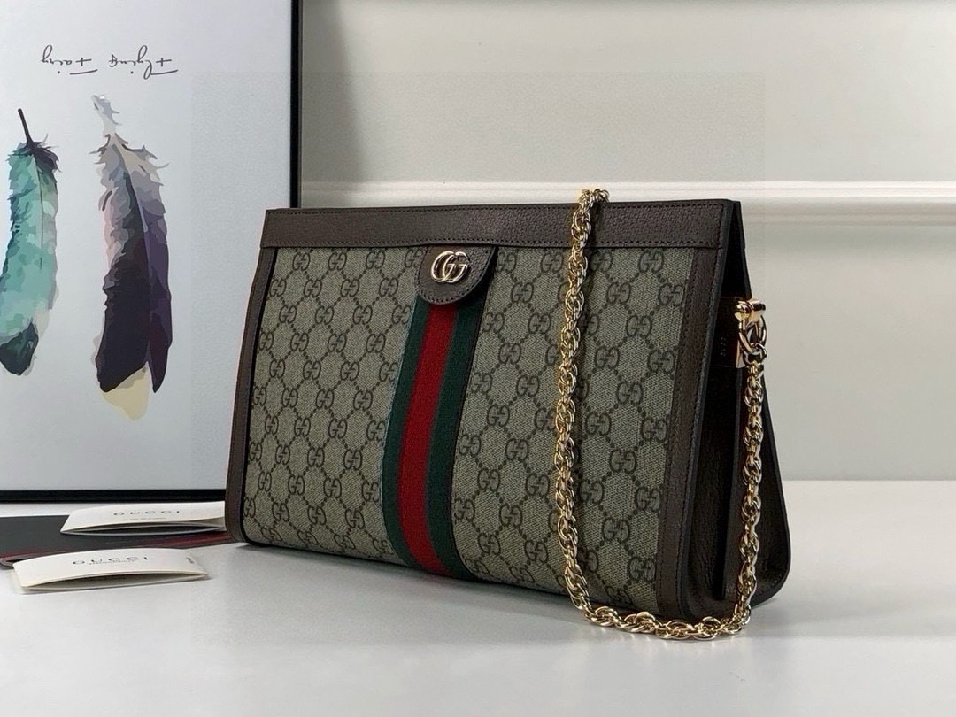 Gucci Ophidia Shoulder Bag in Classic Monogram with Floral Stripe Details 503876