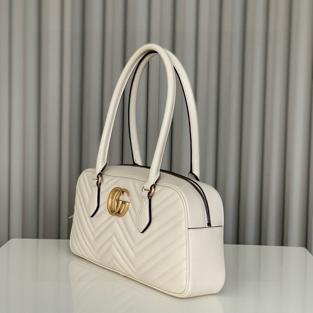 Gucci Marmont Medium Top Handle Bag 795218 (White)