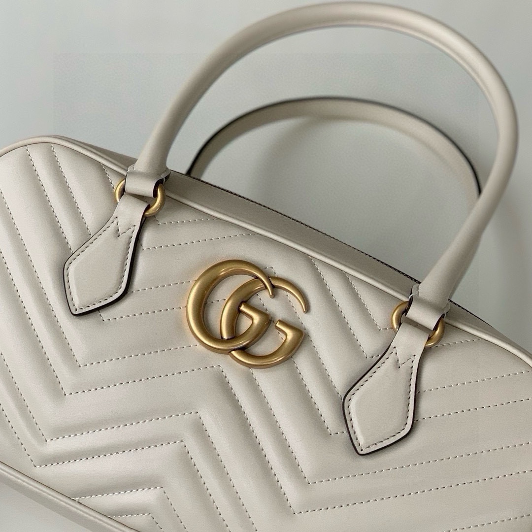 Gucci Marmont Medium Top Handle Bag 795218 (White)